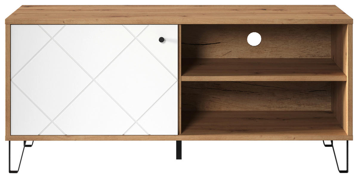 TV-Lowboard Touch weiß matt Eiche Artisan Nachbildung B/H/T: ca. 123x56x40 cm Touch - Eiche/weiß (123,00/56,00/40,00cm) - Trendteam