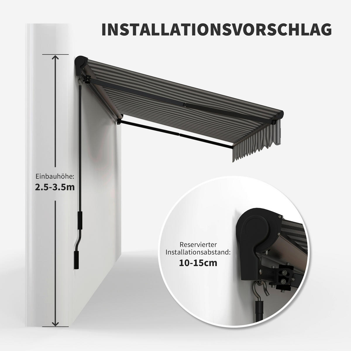 Gelenkarmmarkise weiß B/H/L: ca. 250x150x395 cm Gelenkarmmarkise - weiß/grau (395,00/250,00/150,00cm) - Outsunny