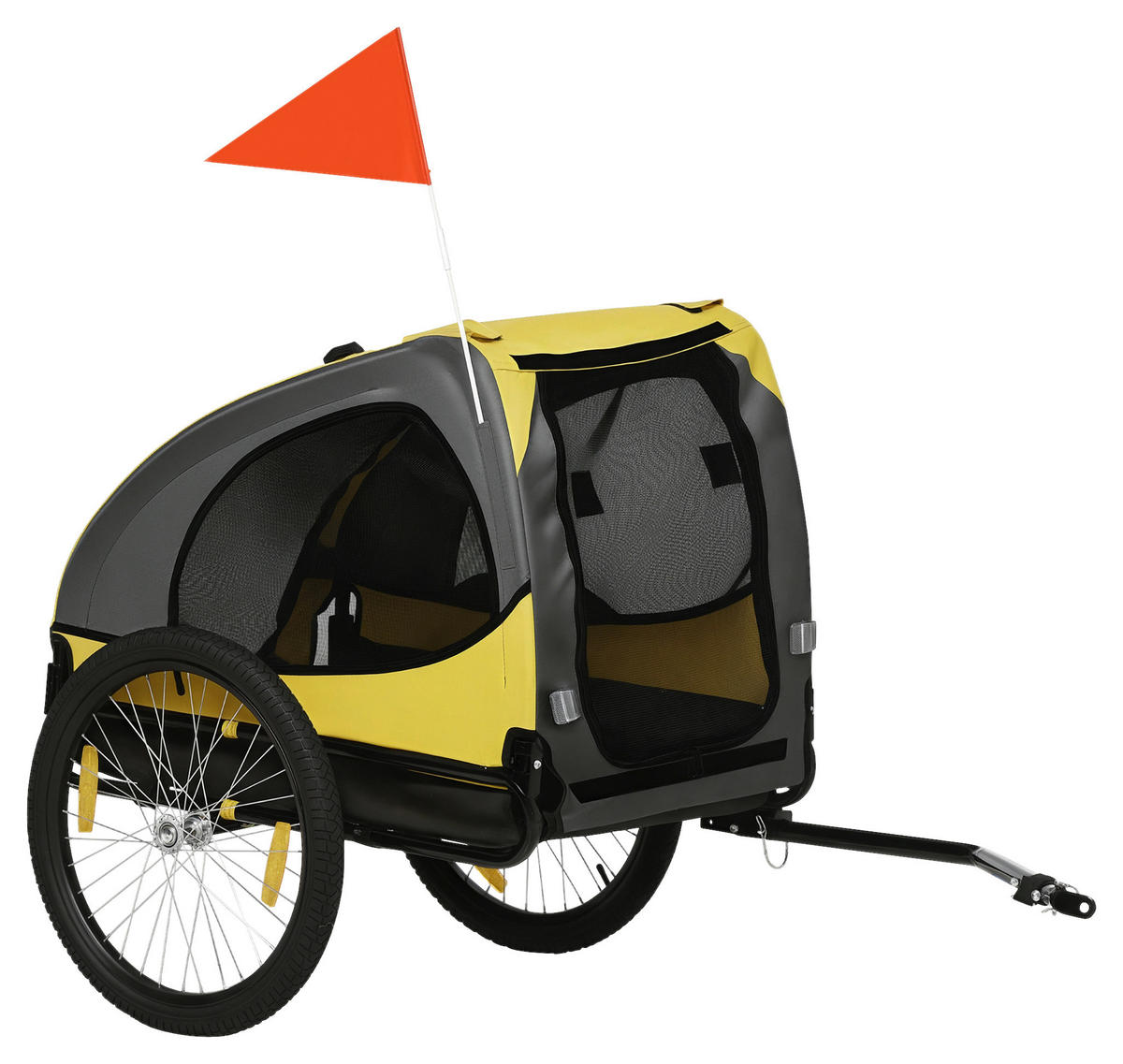 PawHut Hundeanhänger gelb Polyester-Mischgewebe B/H/L: ca. 71x83x140 cm Hundeanhänger - gelb (140,00/71,00/83,00cm) - PawHut