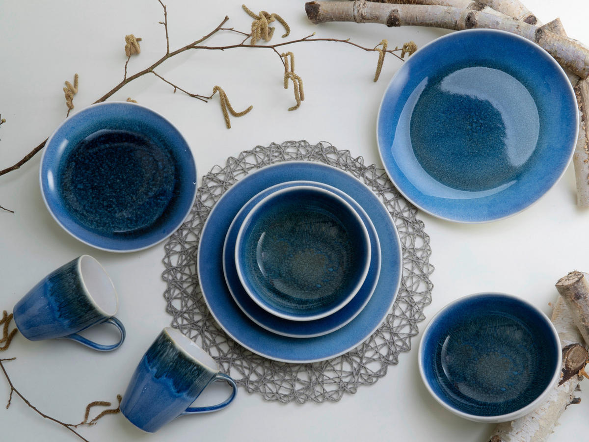 CreaTable Kombiservice Caldera blau Steinzeug 8 tlg. Caldera - blau - CreaTable