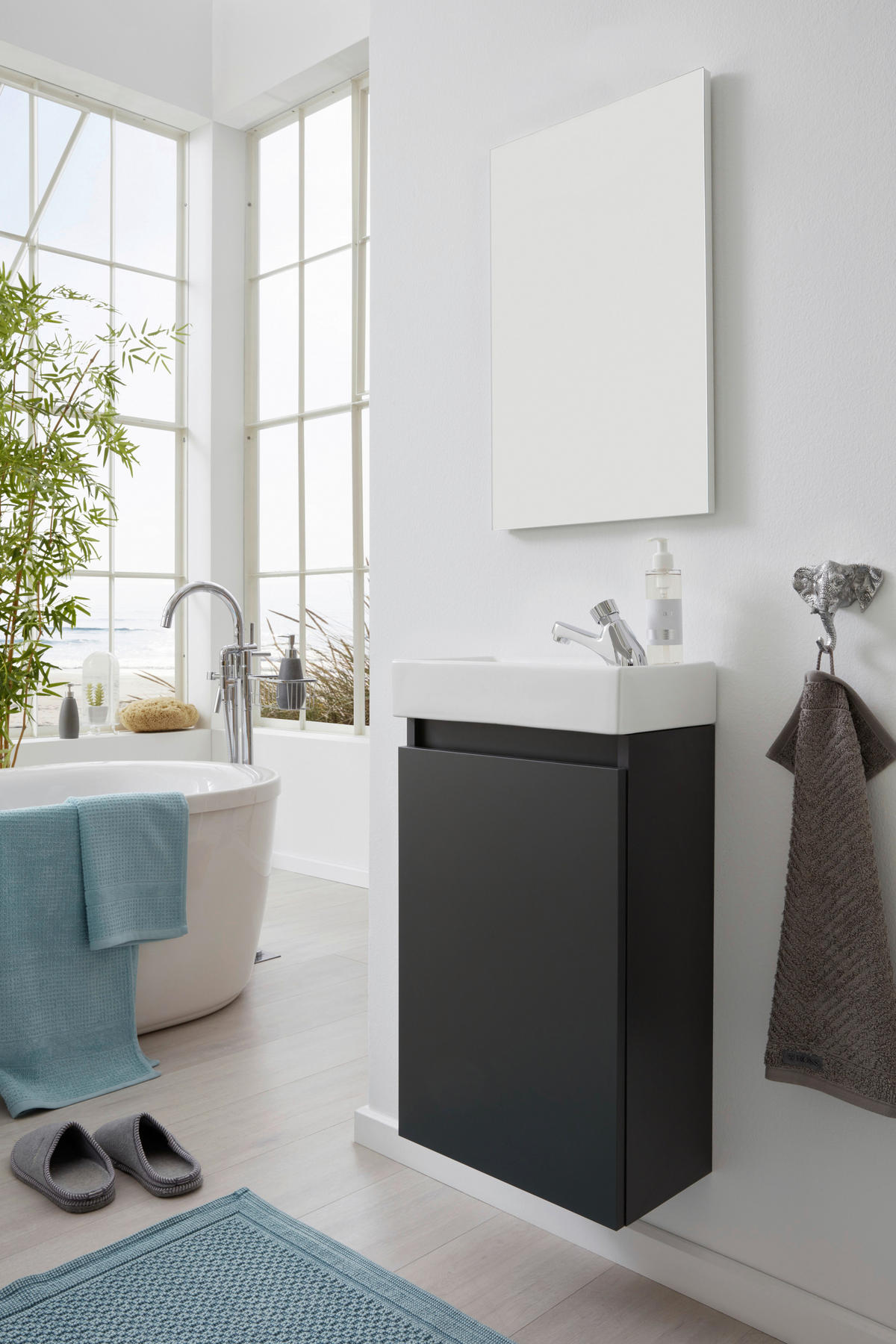 Bad-Set Champ grau matt B/H/T: ca. 40x68x22 cm Champ - grau (40,00/68,00/22,00cm) - Trendteam