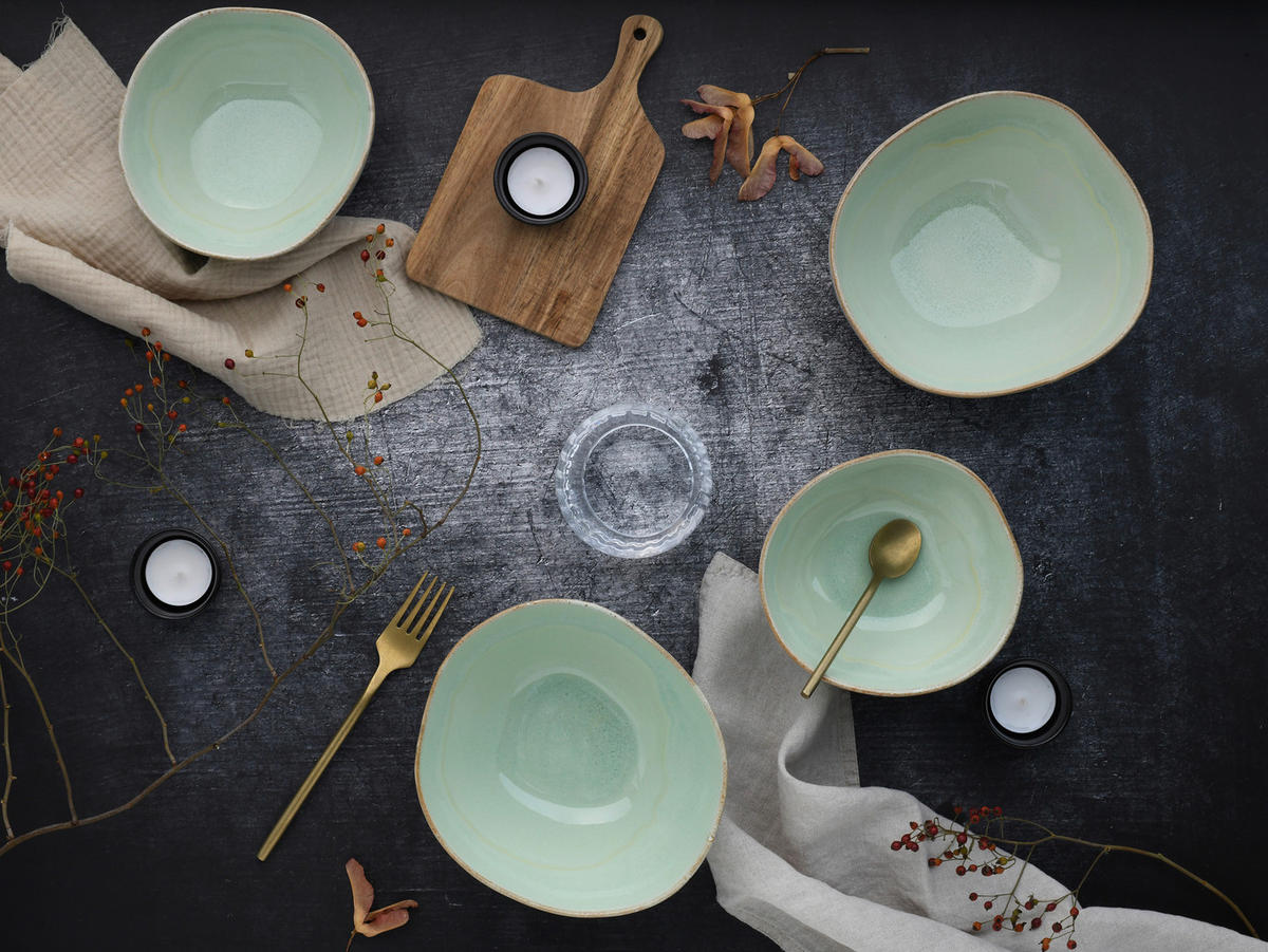CreaTable Bowl-Set Basalt Bio salbei Steinzeug Basalt Bio - salbei - CreaTable