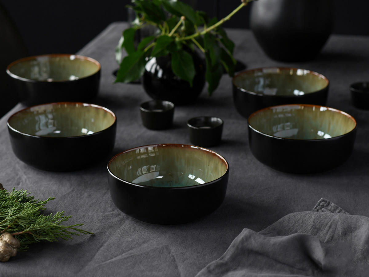 CreaTable Schalen-Set Nordic Fjord Green grün Steinzeug D: ca. 15,5 cm Nordic Fjord Green - grün (15,50cm) - CreaTable