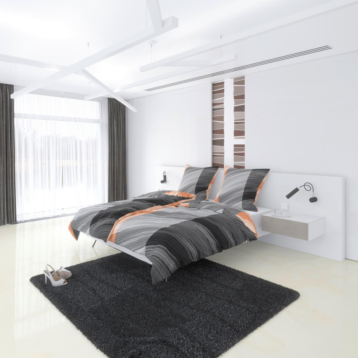 Microfaser Bettwäsche Bettwäsche_Microfaser_Wella - apricot/silber (135,00/200,00cm)