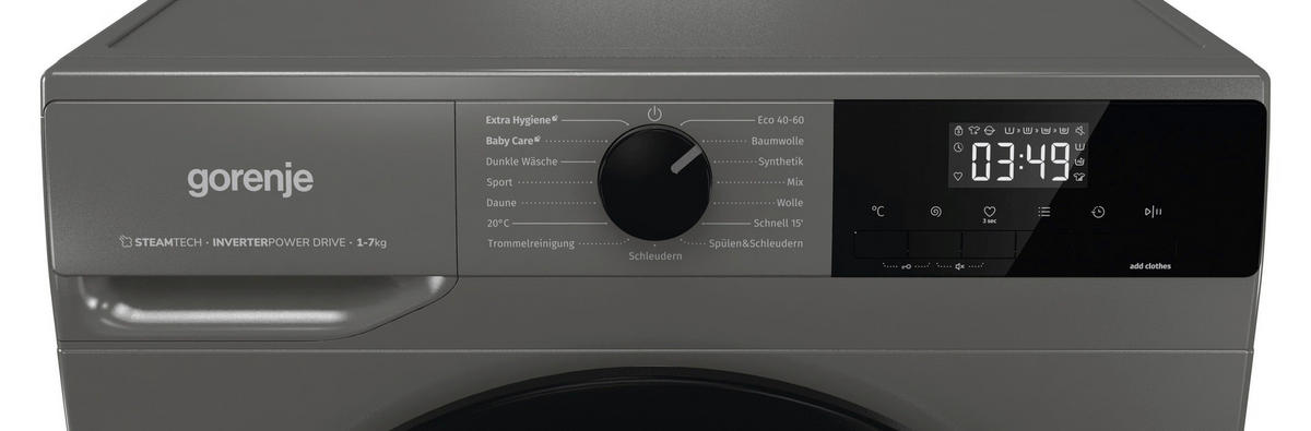 Gorenje Waschmaschine W3NHEI74SAS/DE titanfarbig B/H/T: ca. 60x85x44 cm ca. 7 kg Waschmaschine W3NHEI74SAS/DE - titanfarbig (60,00/85,00/44,00cm) - Gorenje