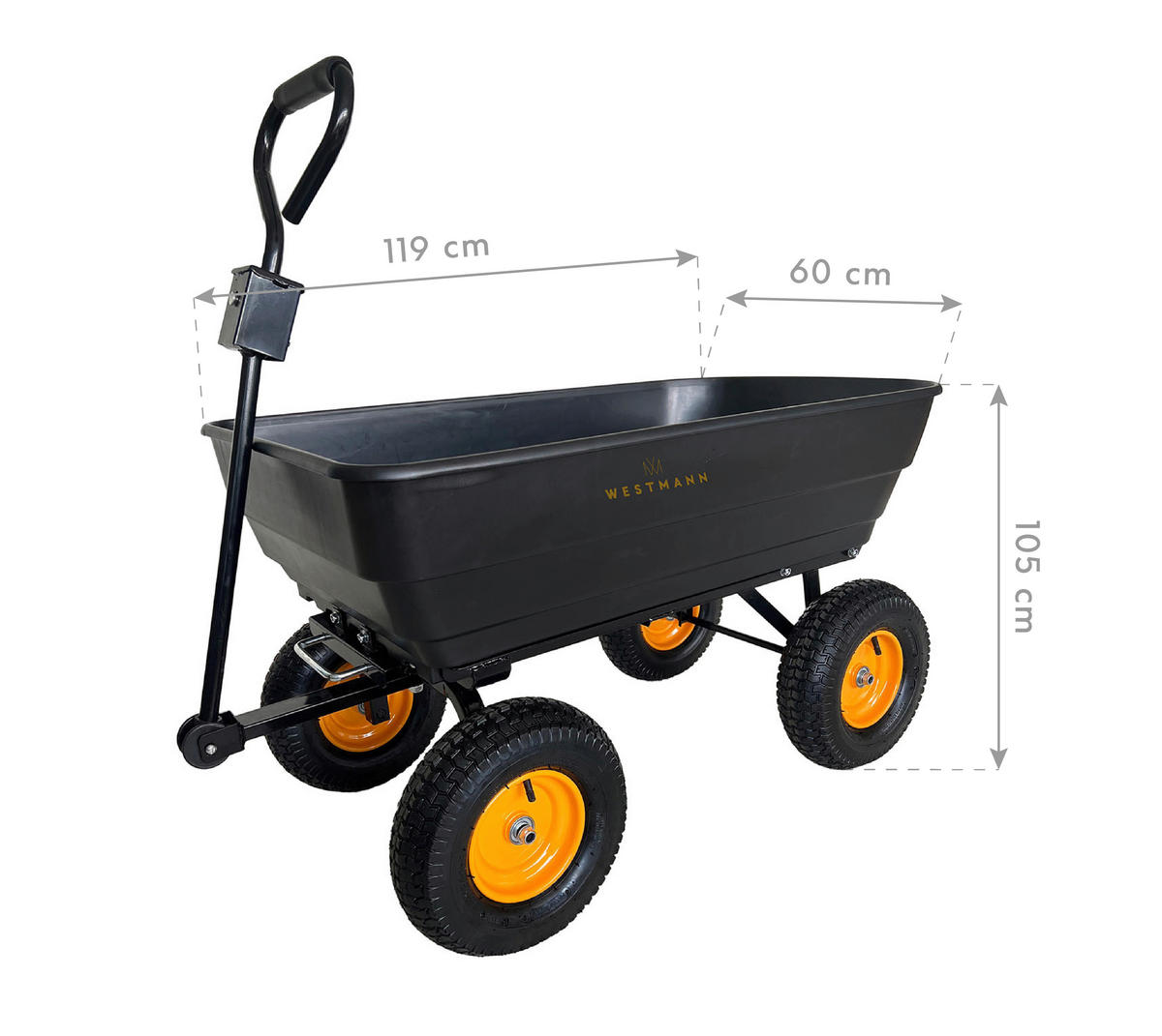 Westmann Schubkarre Prakta schwarz B/H/L: ca. 59,5x105x119 cm Prakta - schwarz (119,00/59,50/105,00cm) - Westmann