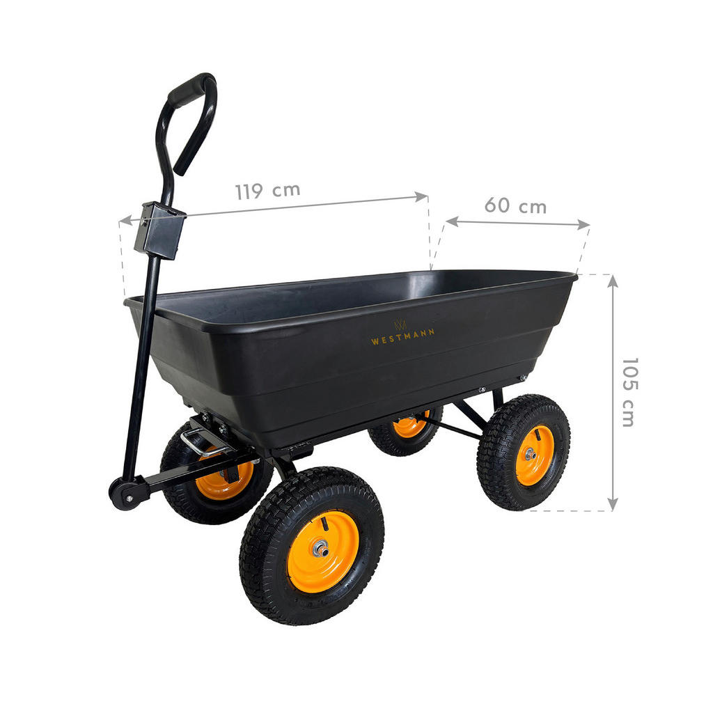 Thumbnail - Westmann Schubkarre Prakta schwarz B/H/L: ca. 59,5x105x119 cm