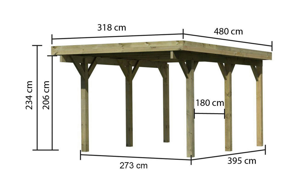 Karibu Carport Classic 1A B/H/T: ca. 318x234x480 cm Classic 1A - natur (318,00/234,00/480,00cm) - Karibu