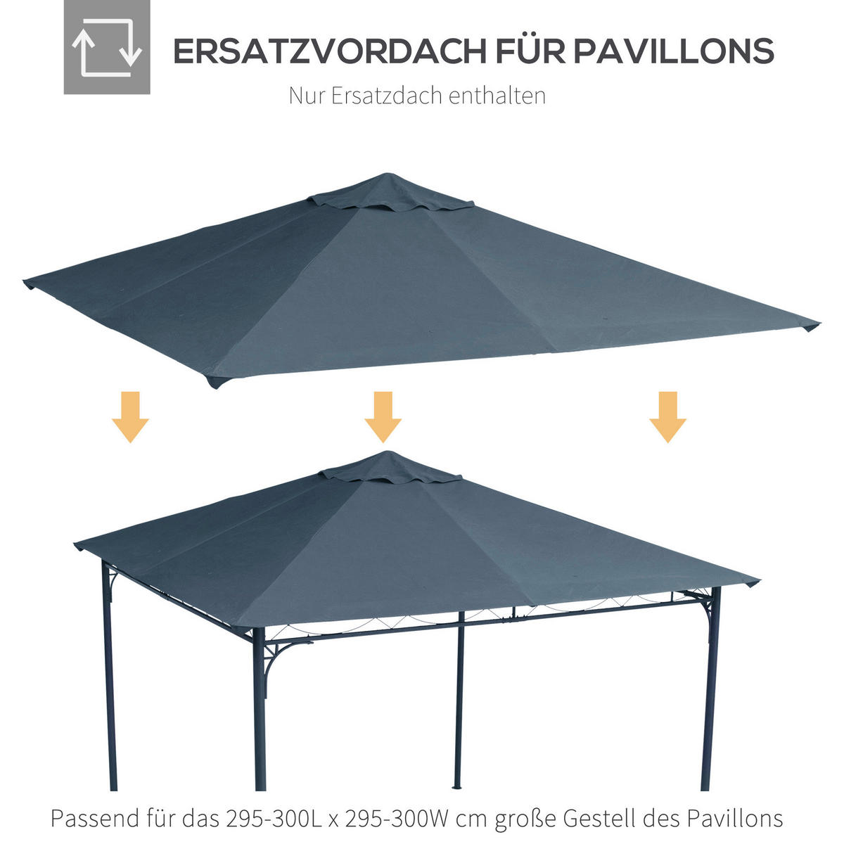 Outsunny Ersatzdach für Pavillon Ersatzdach_für_Pavillon - dunkelgrau (295,00/298,00cm) - Outsunny