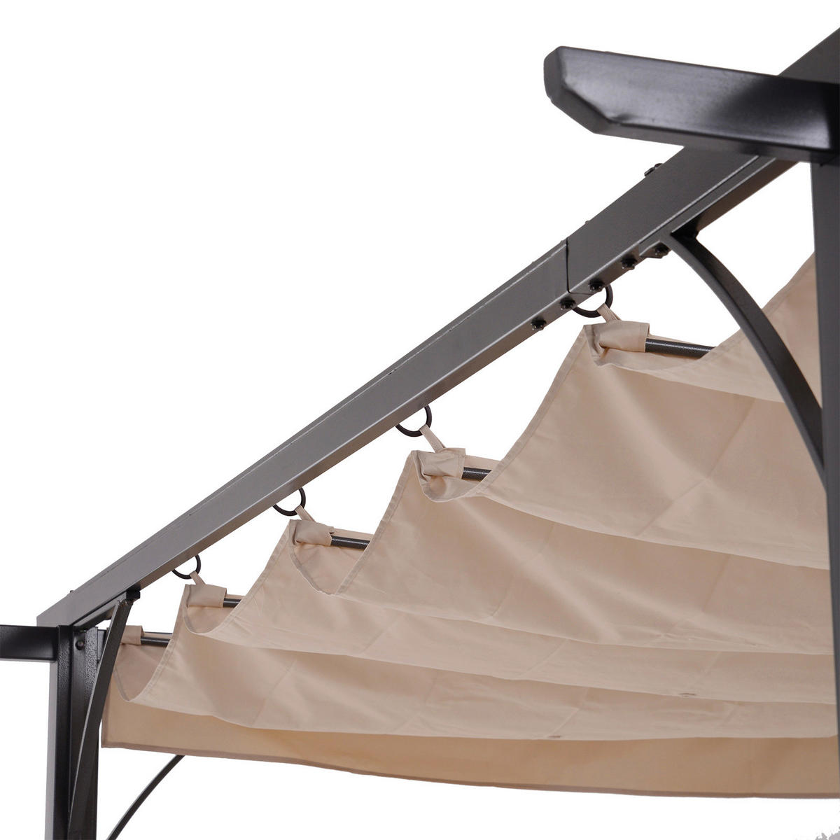 Outsunny Pergola schwarz Metall B/H/L: ca. 300x230x300 cm Pergola - beige/schwarz (300,00/300,00/230,00cm) - Outsunny