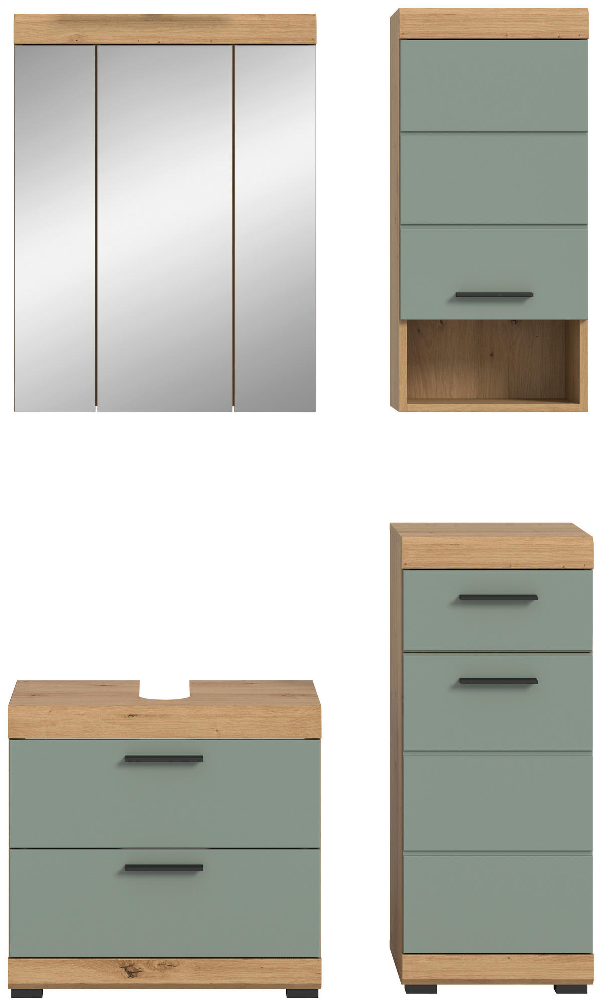 Badezimmer-Set Scout Eiche Artisan Nachbildung salbei Nachbildung B/H/T: ca. 112x191x37 cm Scout - Eiche/salbei (112,00/191,00/37,00cm) - xonox.home