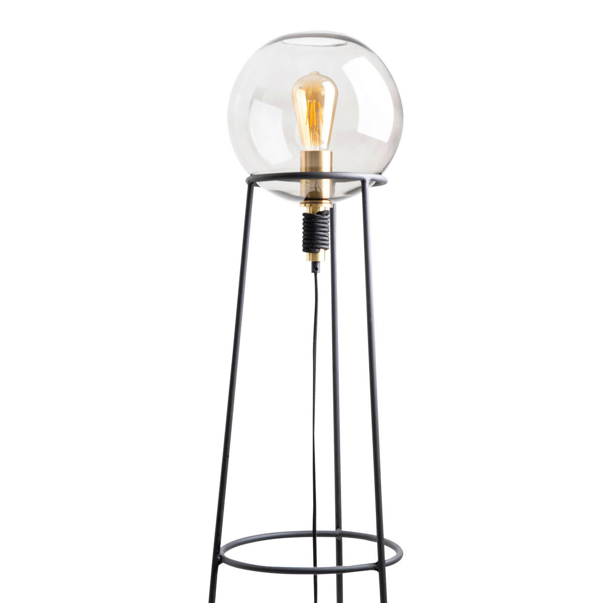 Näve Leuchten Stehleuchte 2084122 schwarz Glas Metall B/H/T: ca. 31x128,5x31 cm 1 Brennstellen Stelo - schwarz (31,00/128,50/31,00cm) - Näve Leuchten