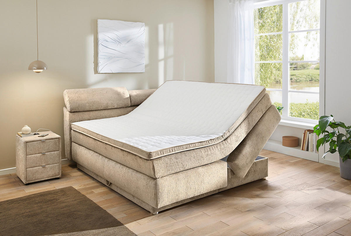 Boxspringbett  beige Liegefläche B/L: ca. 180x200 cm Ella_Boxspringbett 460/29 - beige (180,00/200,00cm)
