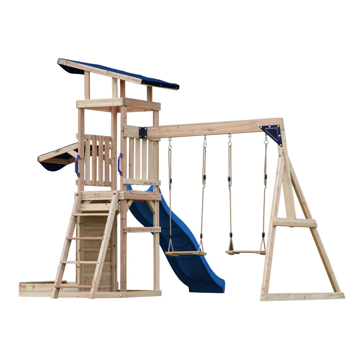AXI Spielturm Malik braun B/H/L: ca. 345x270x336 cm Malik - braun/blau (336,00/345,00/270,00cm) - AXI