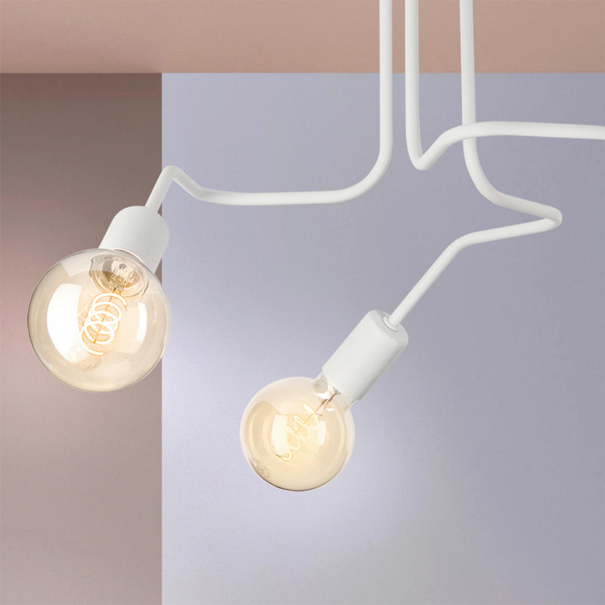 Lamkur Deckenleuchte DOMINO 51185 weiß Stahl H/L: ca. 40x55 cm E27 3 Brennstellen Domino - weiß (55,00cm) - Lamkur