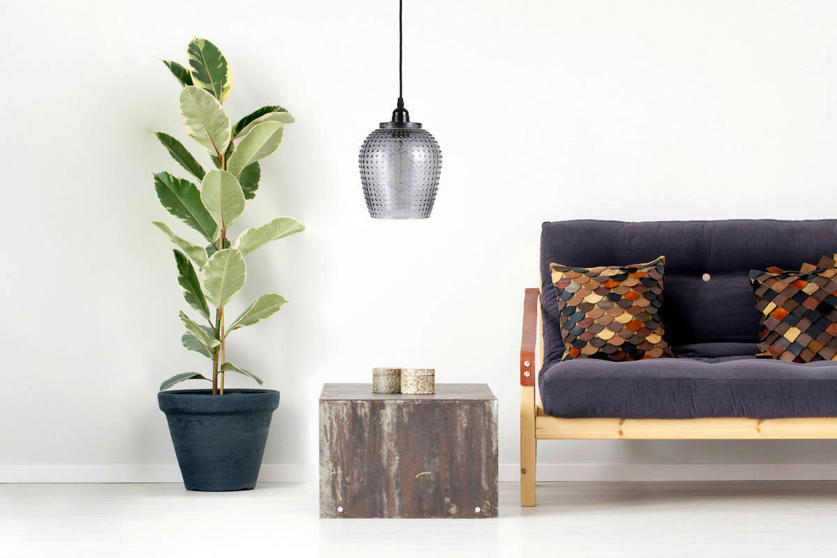 Kayoom Pendelleuchte Riva grau Glas B/H/L: ca. 18x27x18 cm E27 1 Brennstellen Riva - grau (18,00/18,00/27,00cm) - Kayoom