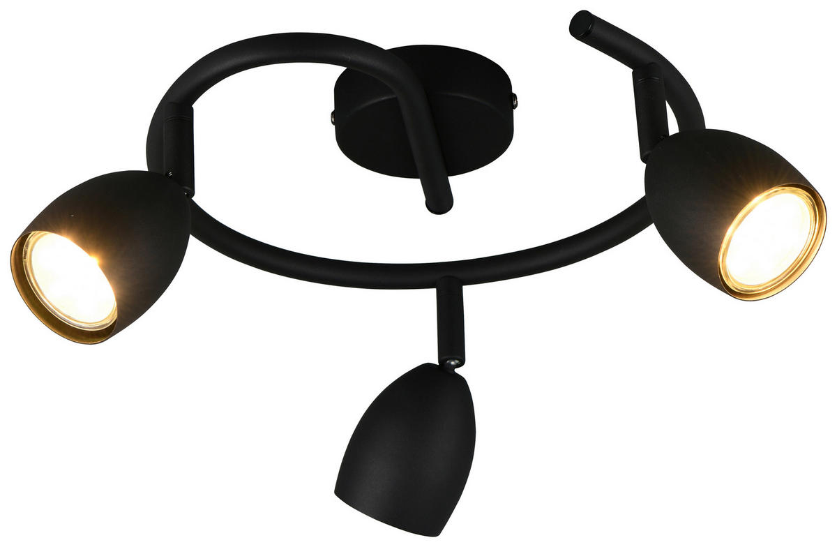 Reality Spot 3flg. Uliana schwarz H/D: ca. 16,5x33 cm GU10 3 Brennstellen Spot_3flg.Uliana - schwarz (33,00/16,50cm) - Reality