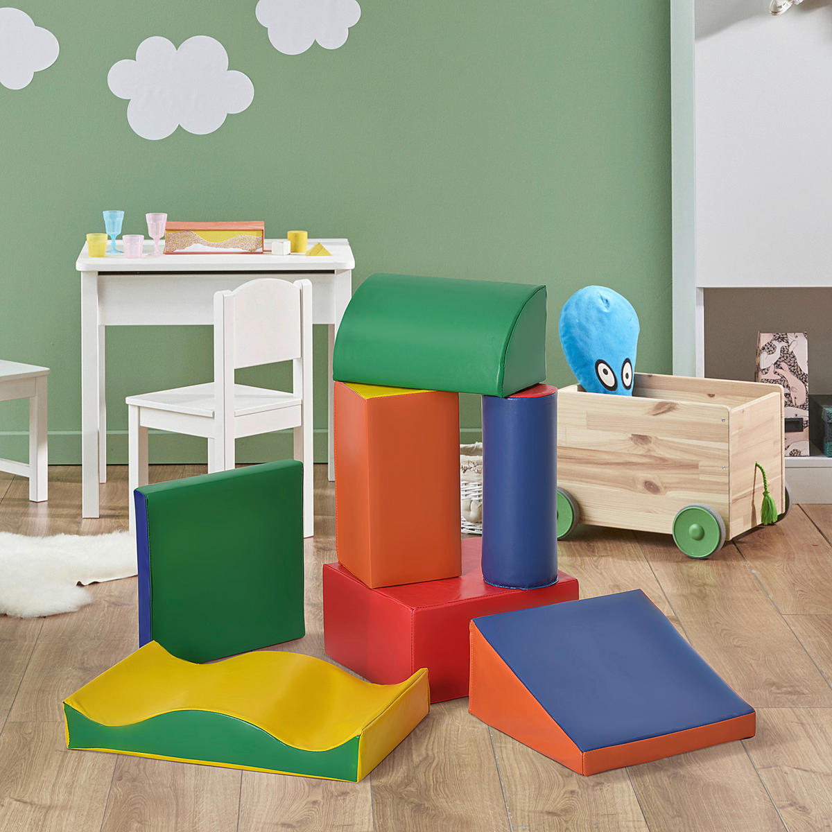 HOMCOM Kinder Softbausteine 7-tlg. B/H/L: ca. 40x60x11 cm Kinder-Softplay-Set - bunt (11,00/40,00/60,00cm) - HOMCOM