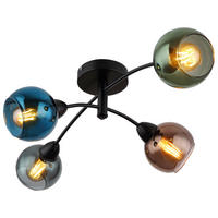 GLOBO Deckenleuchte ZARLONA 54047-4 bronze petrol mattschwarz Glas Metall B/H/L: ca. 76x24x50 cm E27 4 Brennstellen ZARLONA - petrol/mattschwarz (50,00/76,00/24,00cm) - GLOBO