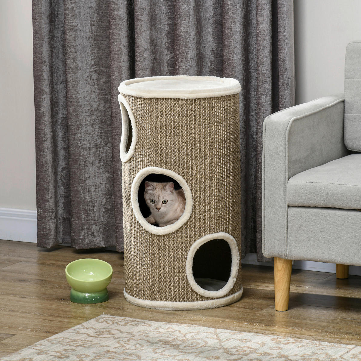 PawHut Kratztonne braun Spanplatte B/H/L: ca. 38x70x38 cm Kratztonne - braun (38,00/38,00/70,00cm) - PawHut