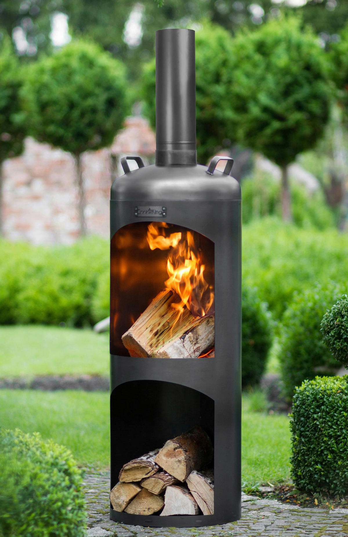 CookKing Gartenofen Faro schwarz Stahl B/H/T: ca. 40x158x40 cm Faro - schwarz (40,00/158,00/40,00cm) - CookKing