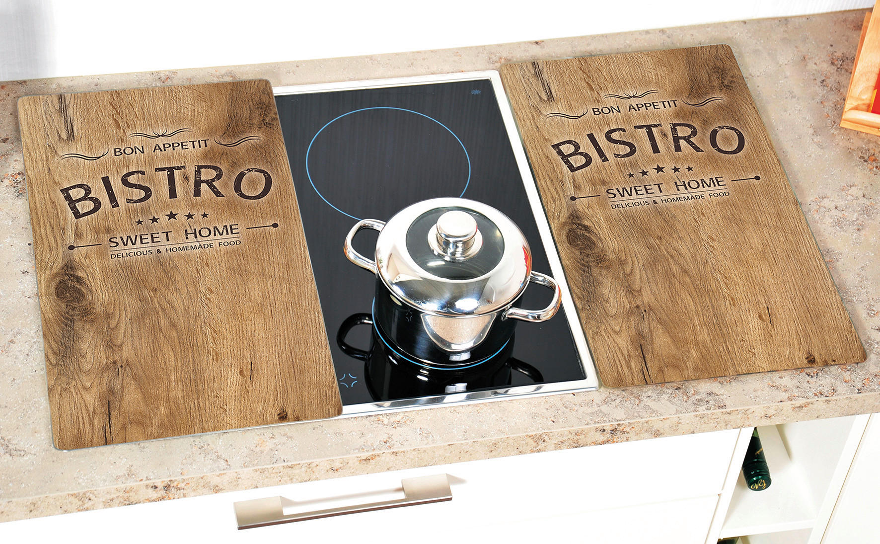 Kesper Herdabdeckplatte Bistro bunt Glas B/L: ca. 30x52 cm Bistro - bunt (30,00/52,00cm) - Kesper