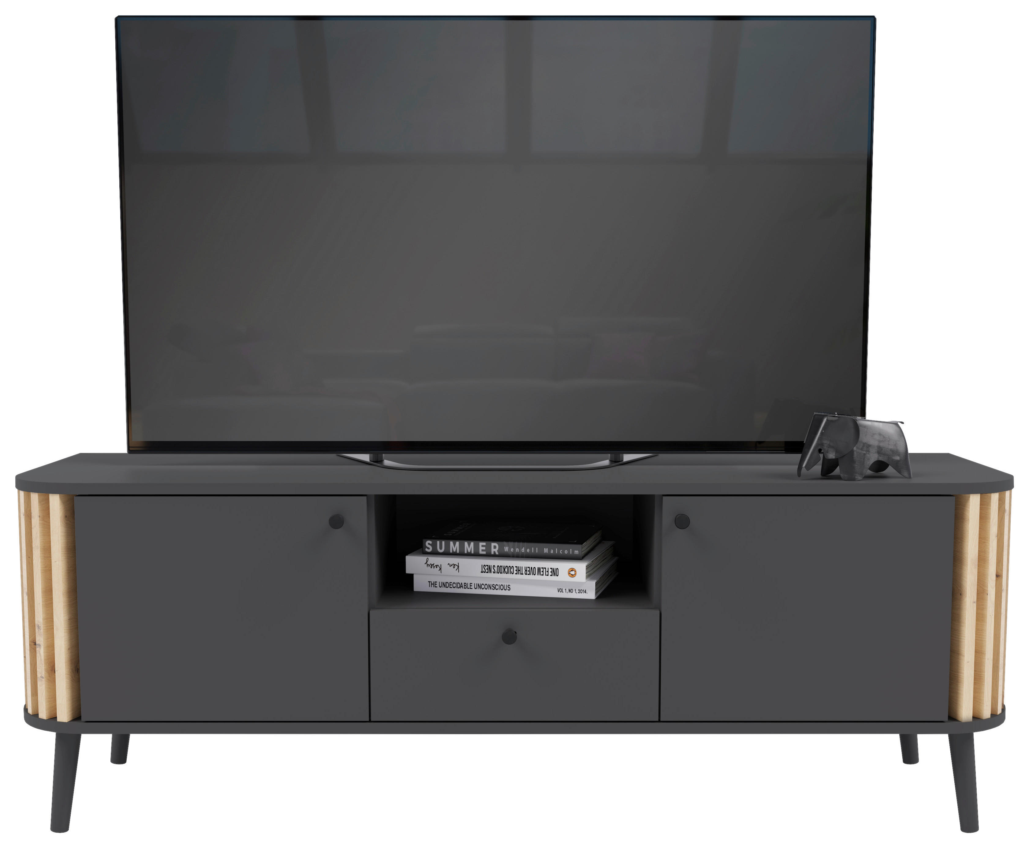 Lowboard PURE grau Eiche Artisan Nachbildung B/H/T: ca. 138x50x40 cm PURE - Eiche/grau (138,00/50,00/40,00cm) - xonox.home