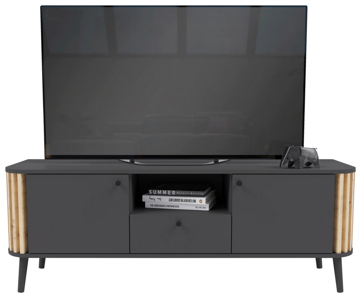 Lowboard PURE grau Eiche Artisan Nachbildung B/H/T: ca. 138x50x40 cm PURE - Eiche/grau (138,00/50,00/40,00cm) - xonox.home