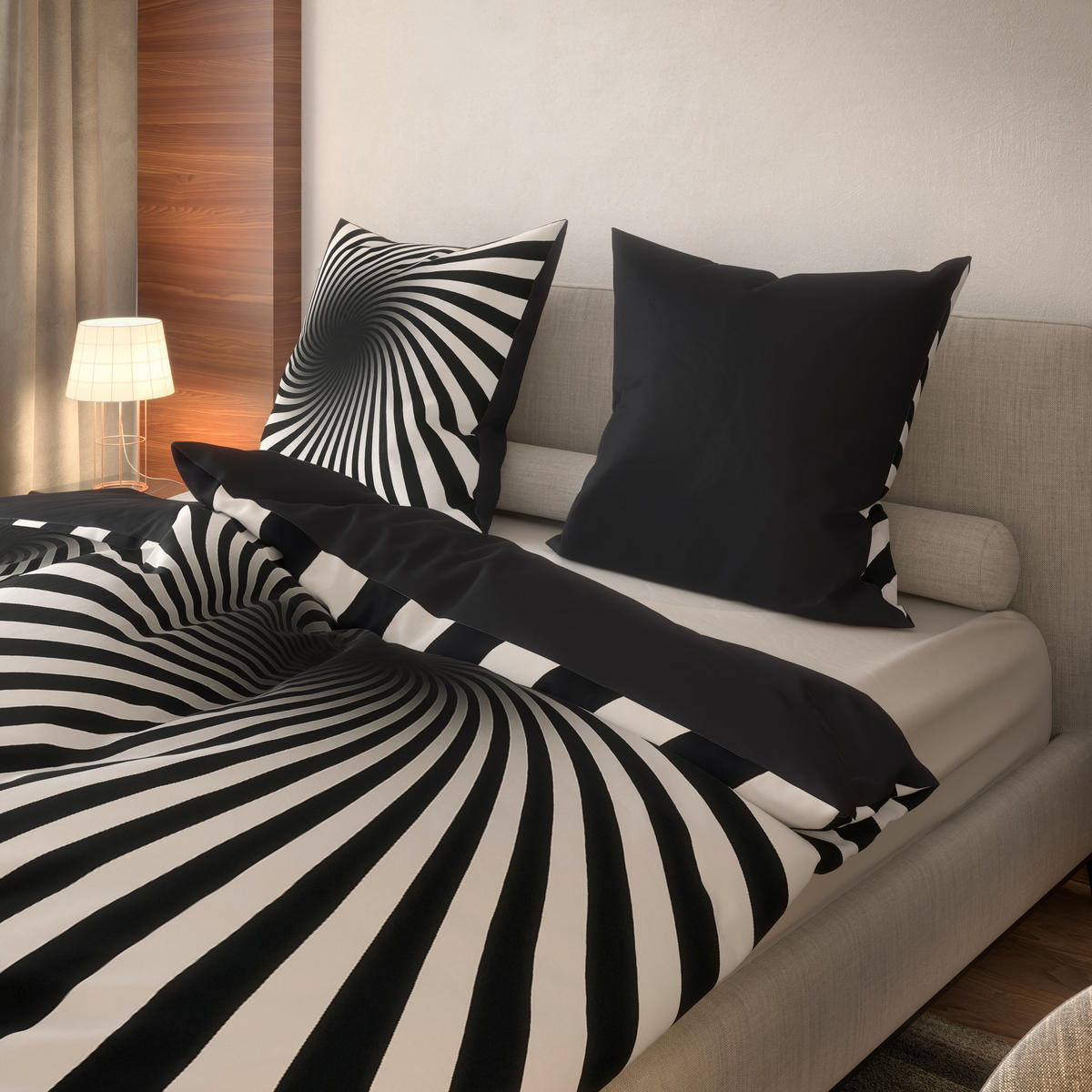 Microfaser Bettwäsche Bettwäsche_Microfaser schw.135x200 - weiß/schwarz (135,00/200,00cm)
