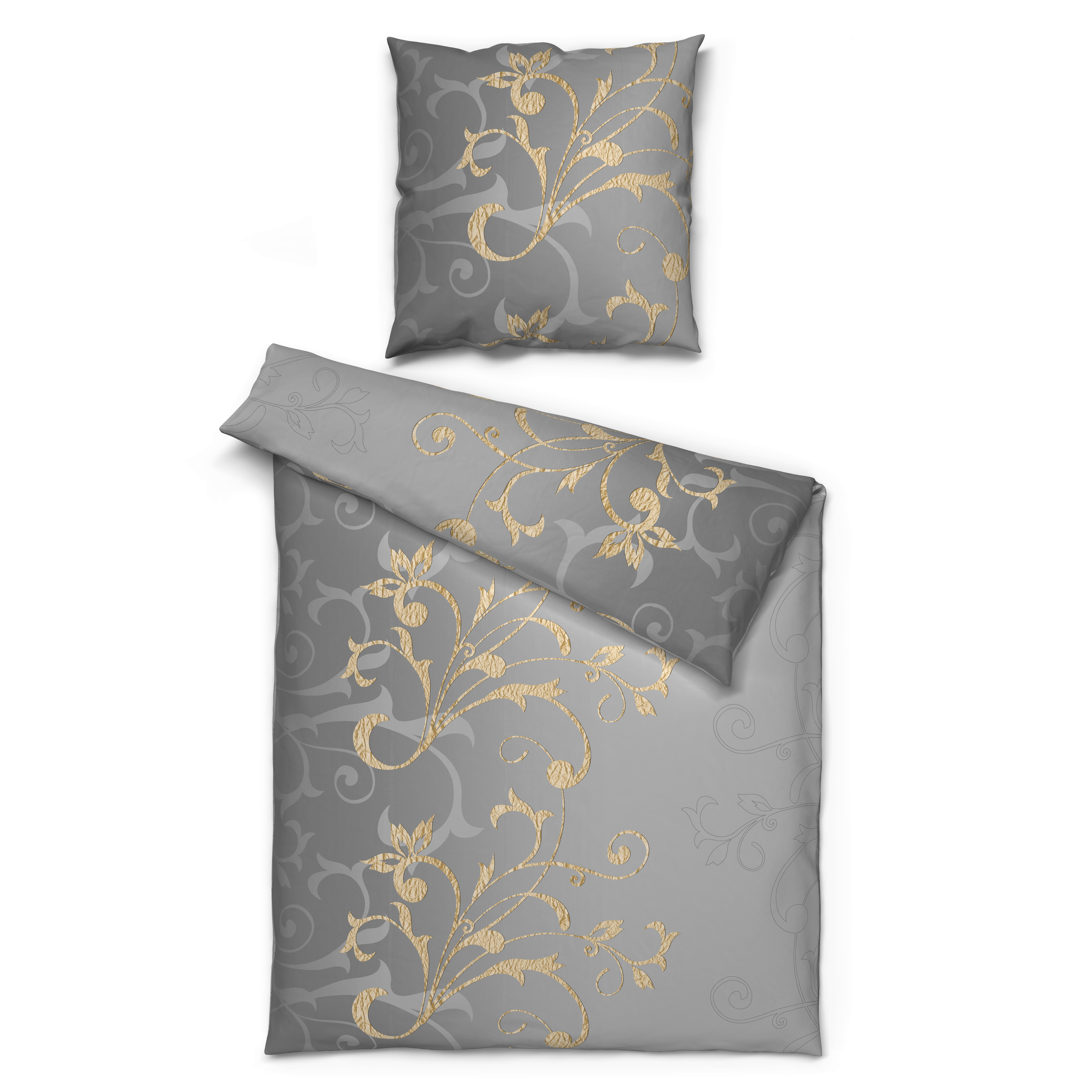 Baumwoll Bettwäsche Renforce Bettwäsche_Renforce Ritana 135x200 - gold/grau (135,00/200,00cm) - beau rêve