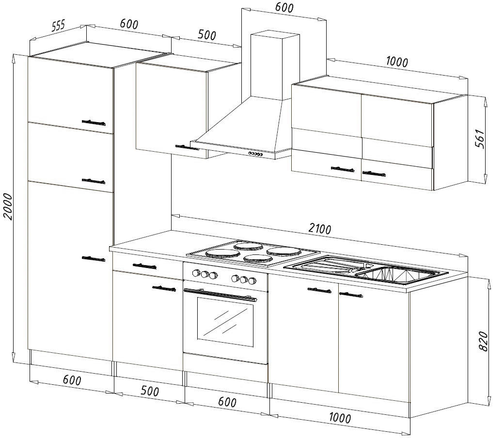 Thumbnail - Respekta Küchenblock Economy grau B/H/T: ca. 270x200x60 cm