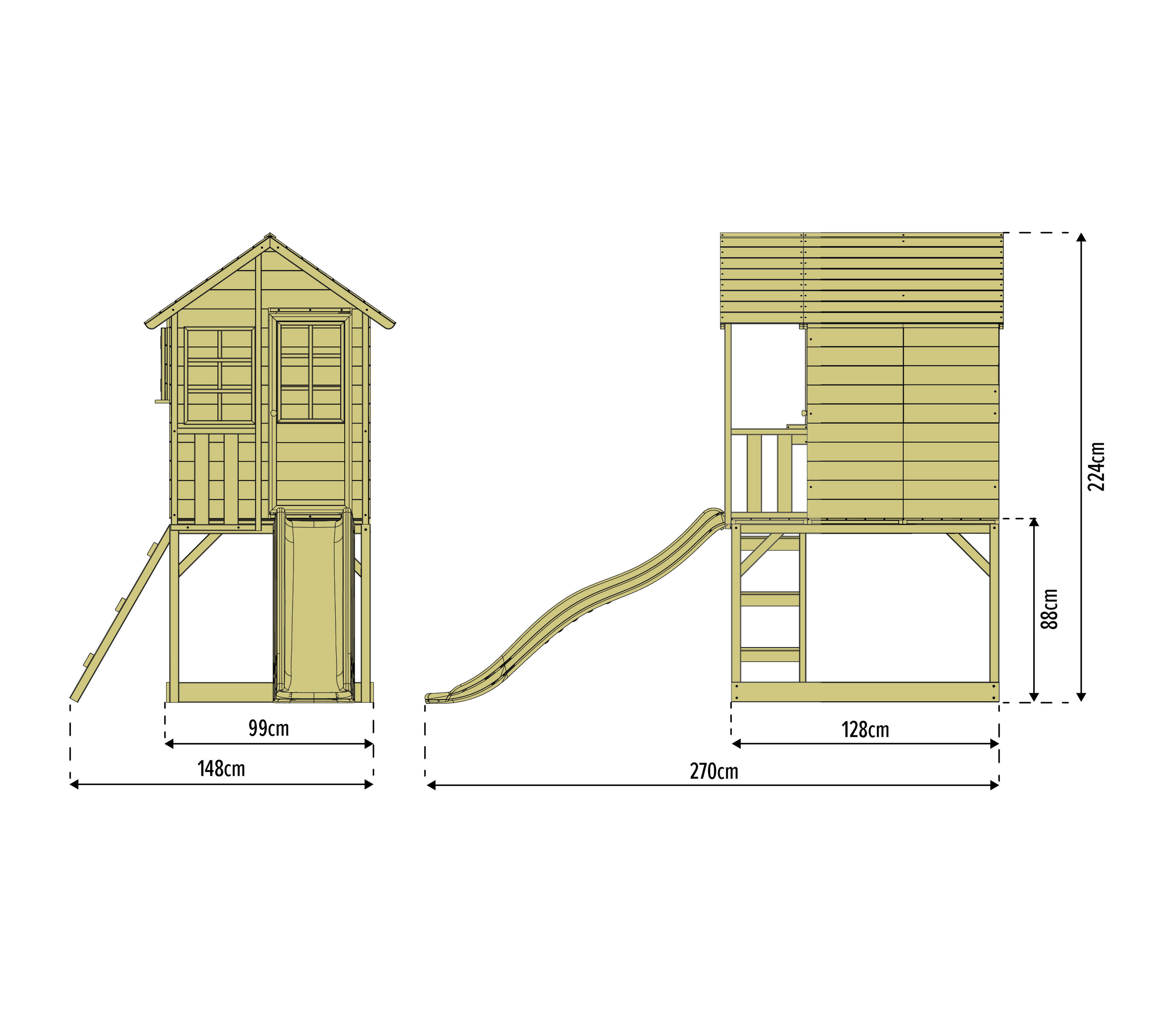 Zwerkules Spielhaus Holli weiß B/H/L: ca. 148x224x270 cm Holli - weiß/natur (270,00/148,00/224,00cm) - Zwerkules