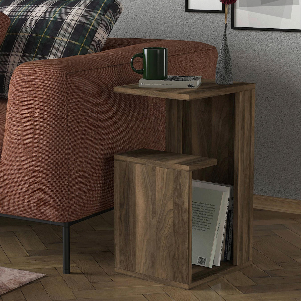 Beistelltisch Sister walnuss Nachbildung Spanplatte B/H/T: ca. 35x60x29,5 cm Sister - walnuss (35,00/60,00/29,50cm) - moebel17