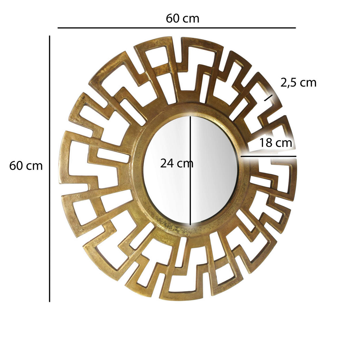 Wandspiegel gold Metall T/D: ca. 2,5x60 cm Wandspiegel - gold (60,00cm) - Wohnling