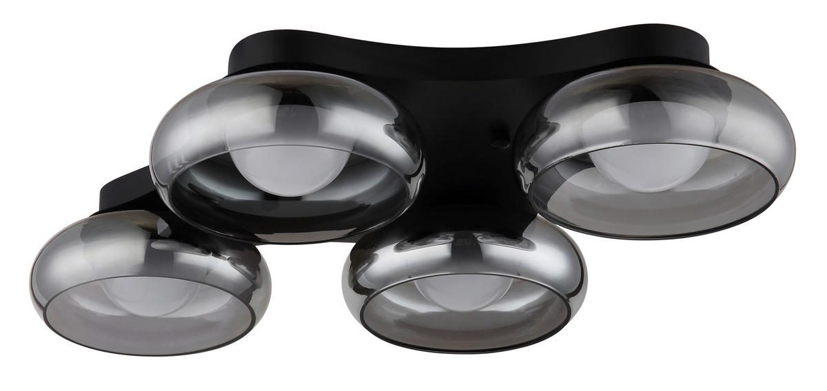 GLOBO Deckenleuchte Opal Rauch schwarz Metall Glas Acryl B/H/L: ca. 46x10x65 cm 1 Brennstellen CARLENE - schwarz/Opal (65,00/46,00/10,00cm) - GLOBO
