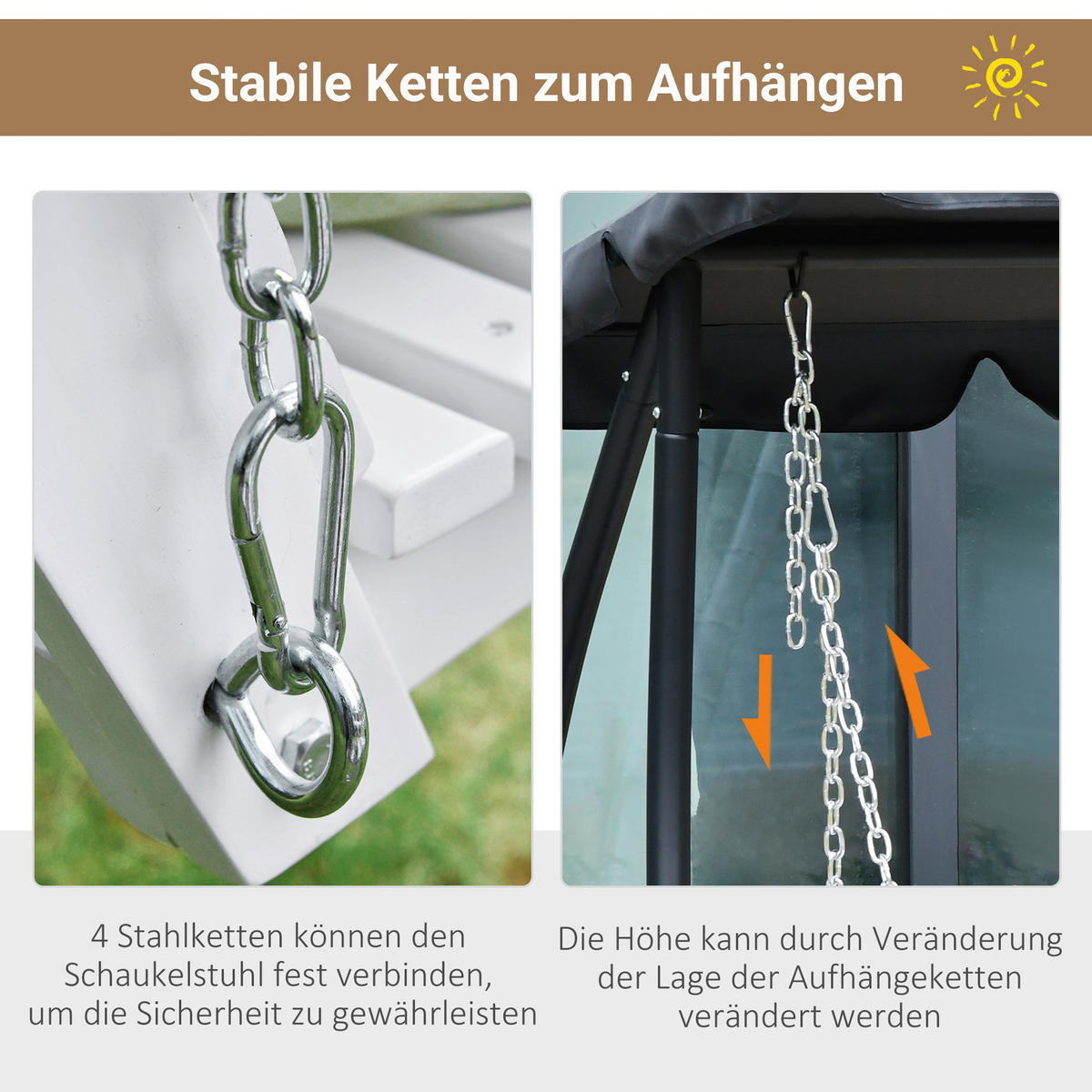 Outsunny Hängebank Hängebank - bunt (150,00/75,00/53,00cm) - Outsunny