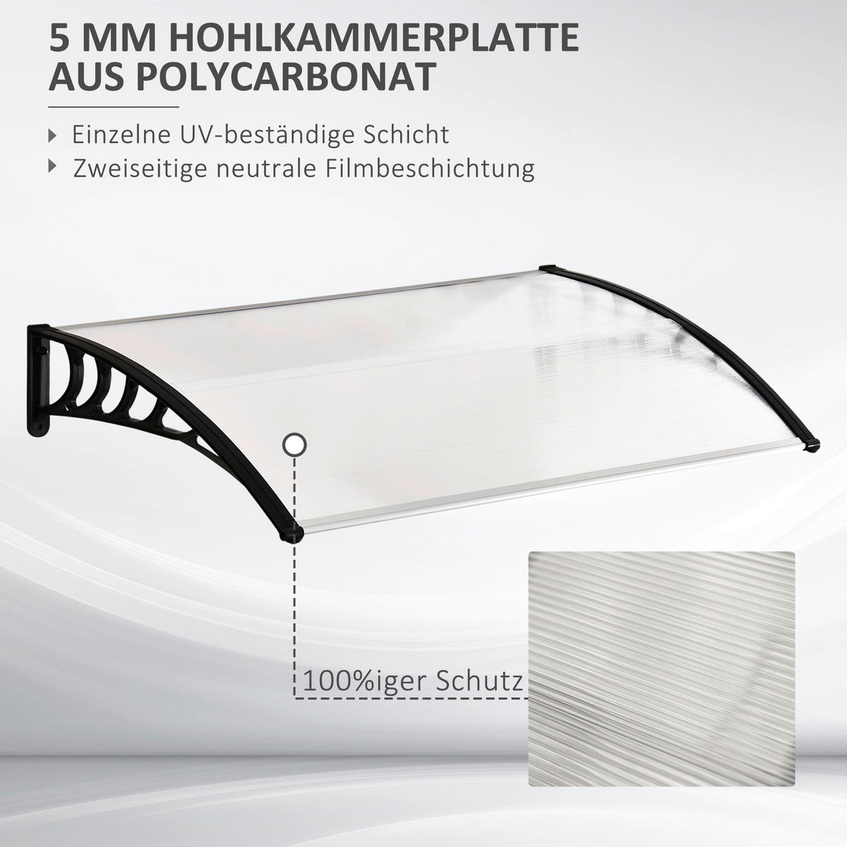 Outsunny Vordach weiß B/H/L: ca. 122x24x89 cm Vordach - weiß (89,00/122,00/24,00cm) - Outsunny