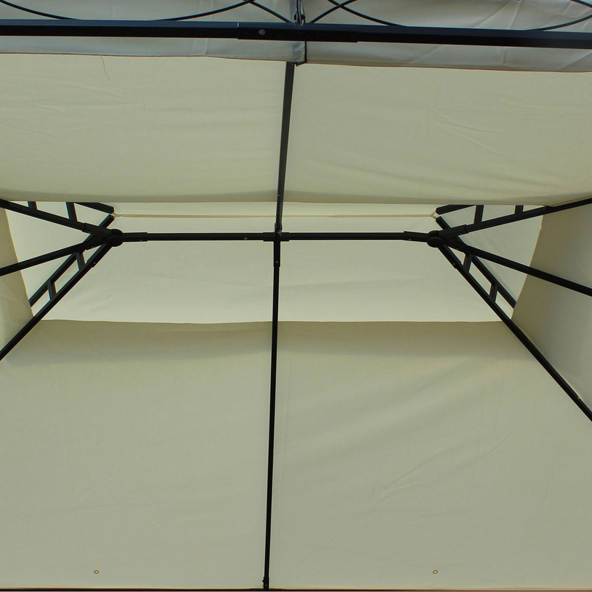 Outsunny Pavillon creme Metall B/H/L: ca. 300x280x400 cm Luxus_Pavillon_mit_Doppeldach - creme/schwarz (400,00/300,00/280,00cm) - Outsunny