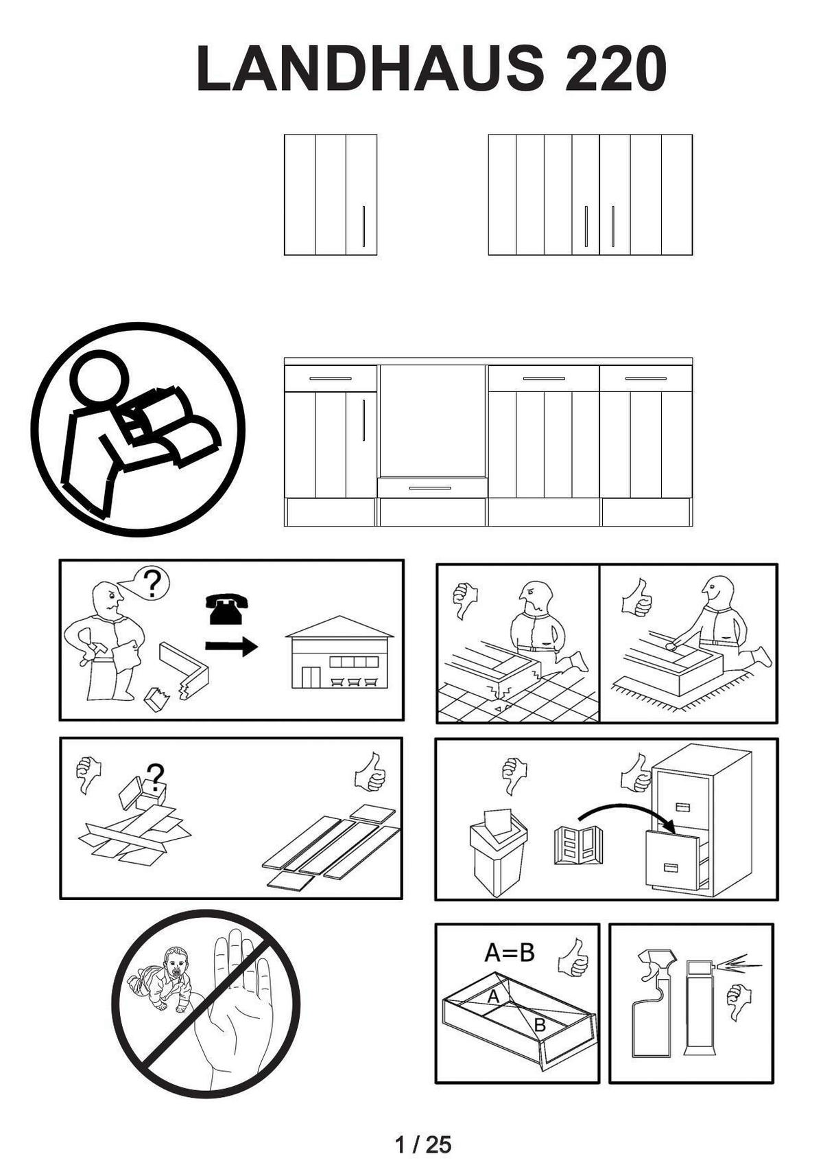 Respekta Winkelküche BERPL280LHWC weiß Lärche Nachbildung B/H/T: ca. 280x211x172 cm BERPL280LHWC - Eiche/weiß (280,00/211,00/172,00cm) - Respekta
