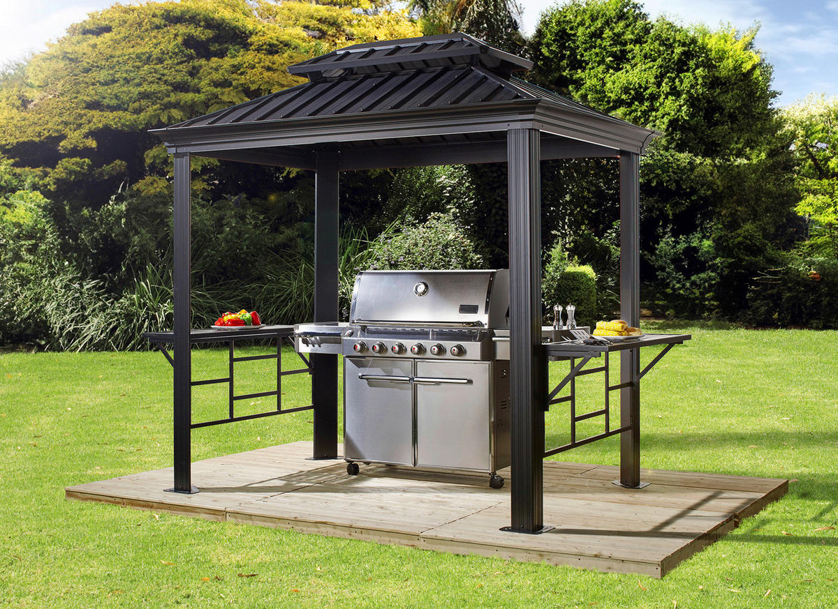 Sojag Pavillon Messina BBQ anthrazit Stahl B/H/L: ca. 292x262x179 cm Messina BBQ - anthrazit (179,00/292,00/262,00cm) - Sojag