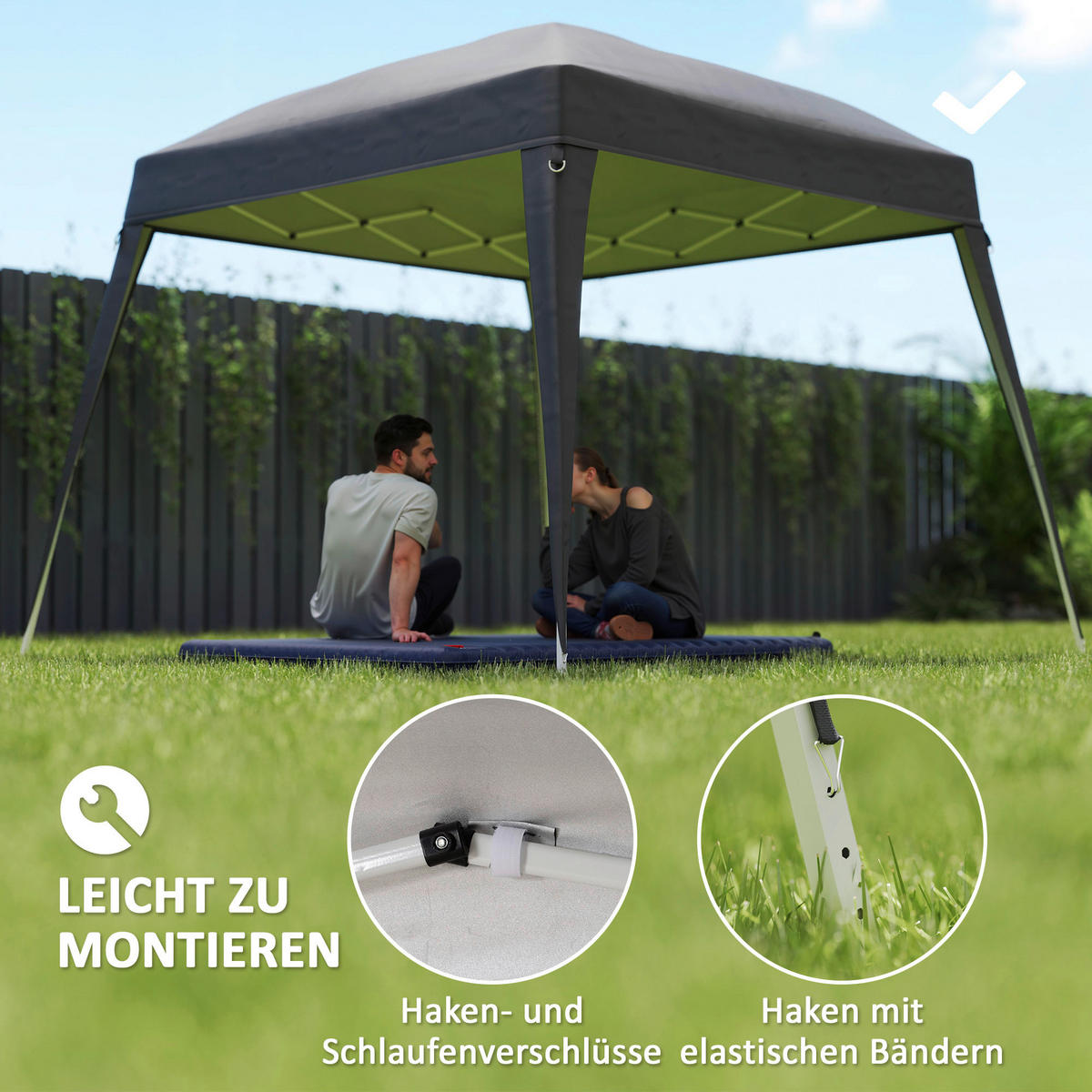 Outsunny Ersatzdach dunkelgrau Polyester B/H/L: ca. 300x1x300 cm Ersatzdach - dunkelgrau (300,00/300,00/1,00cm) - Outsunny