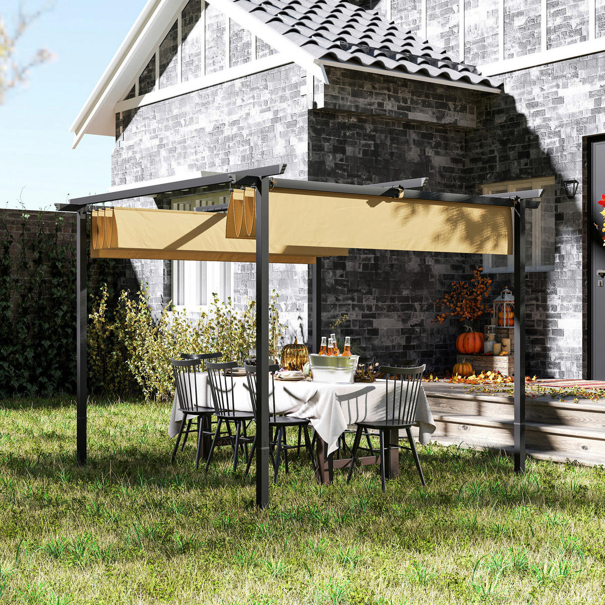 Outsunny Pergola beige Metall B/H/L: ca. 300x227x300 cm Pergola - beige (300,00/300,00/227,00cm) - Outsunny