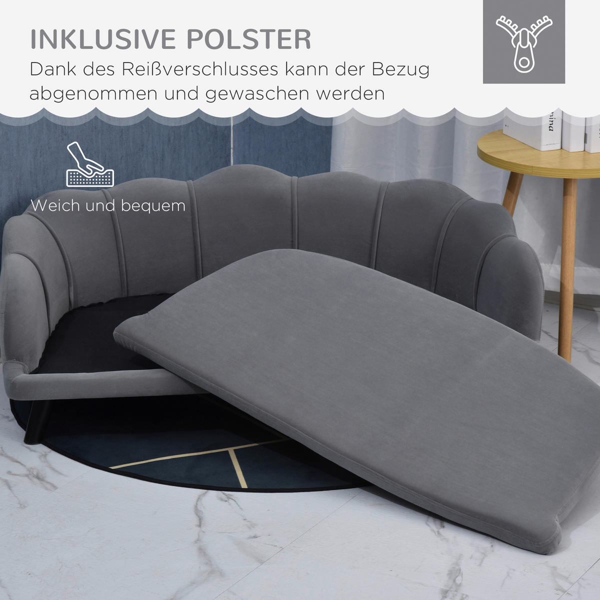 PawHut Hundesofa grau Schaumstoff B/H/L: ca. 60,5x35,5x98,5 cm Hundesofa - grau (98,50/60,50/35,50cm) - PawHut
