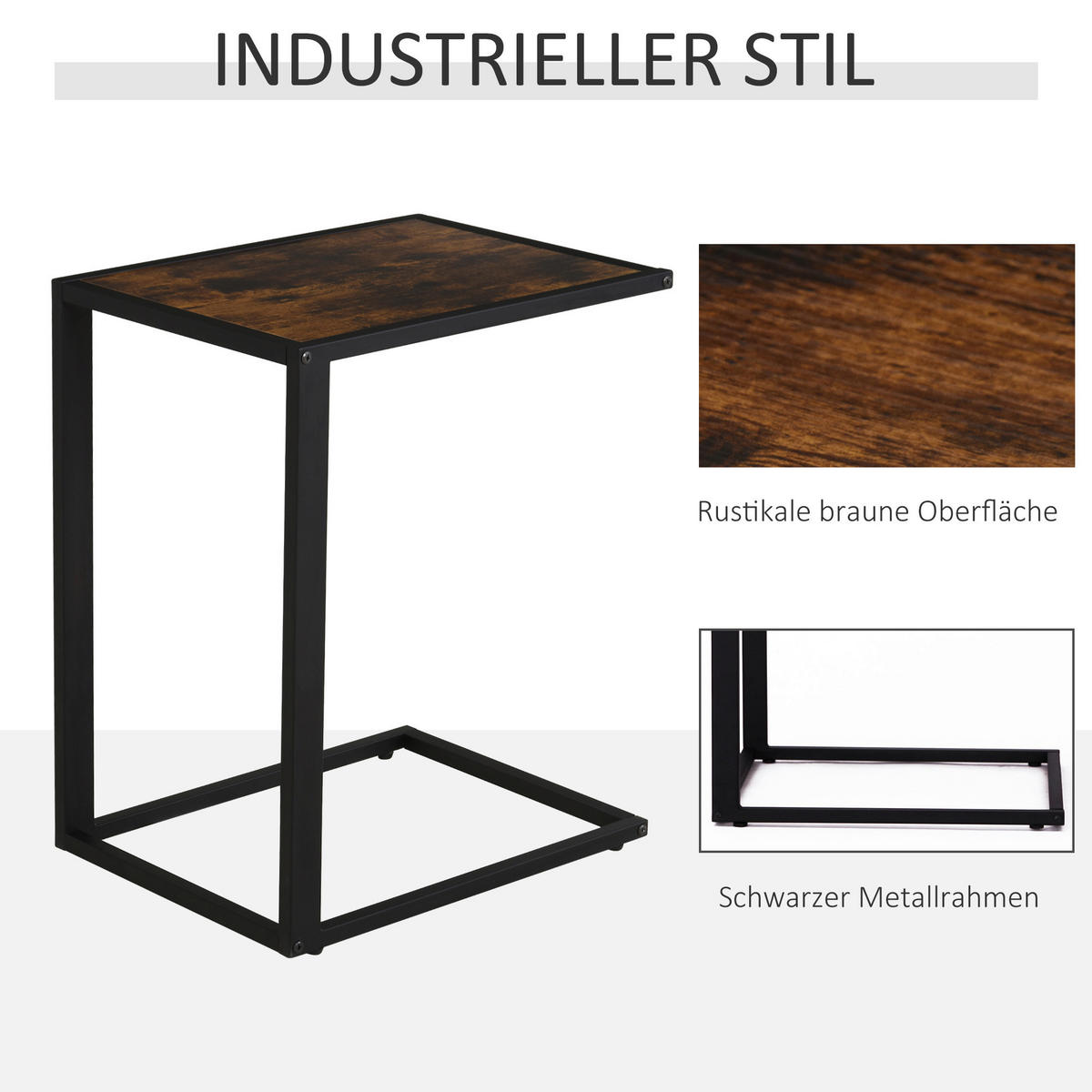 Beistelltisch 833-194BN braun schwarz B/H/T: ca. 40,6x64,2x50,8 cm 833-194BN - braun/schwarz (40,60/64,20/50,80cm) - HOMCOM