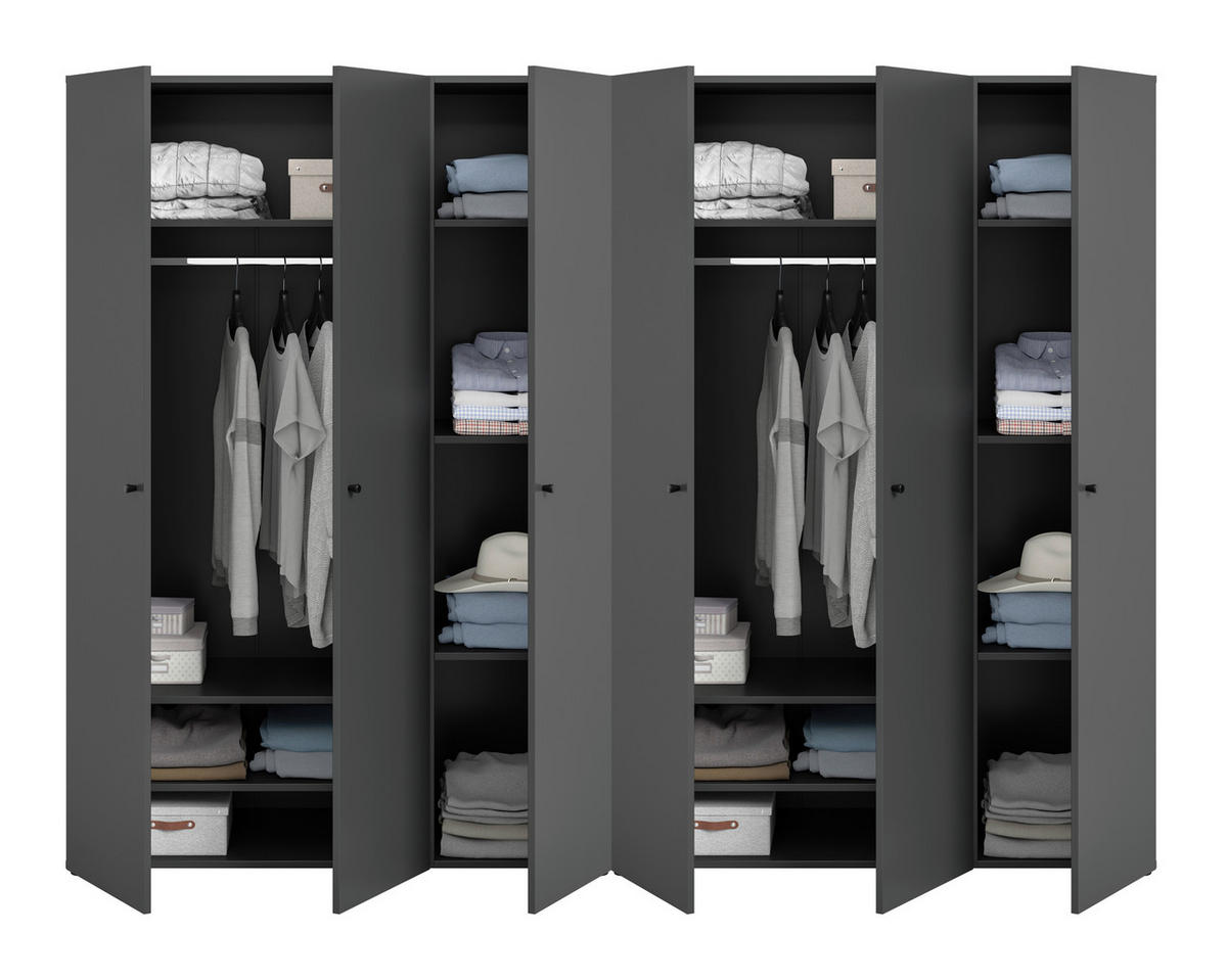 Kleiderschrank DARWIN anthrazit B/H/T: ca. 240x176x51 cm DARWIN - anthrazit (240,00/176,00/51,00cm) - xonox.home