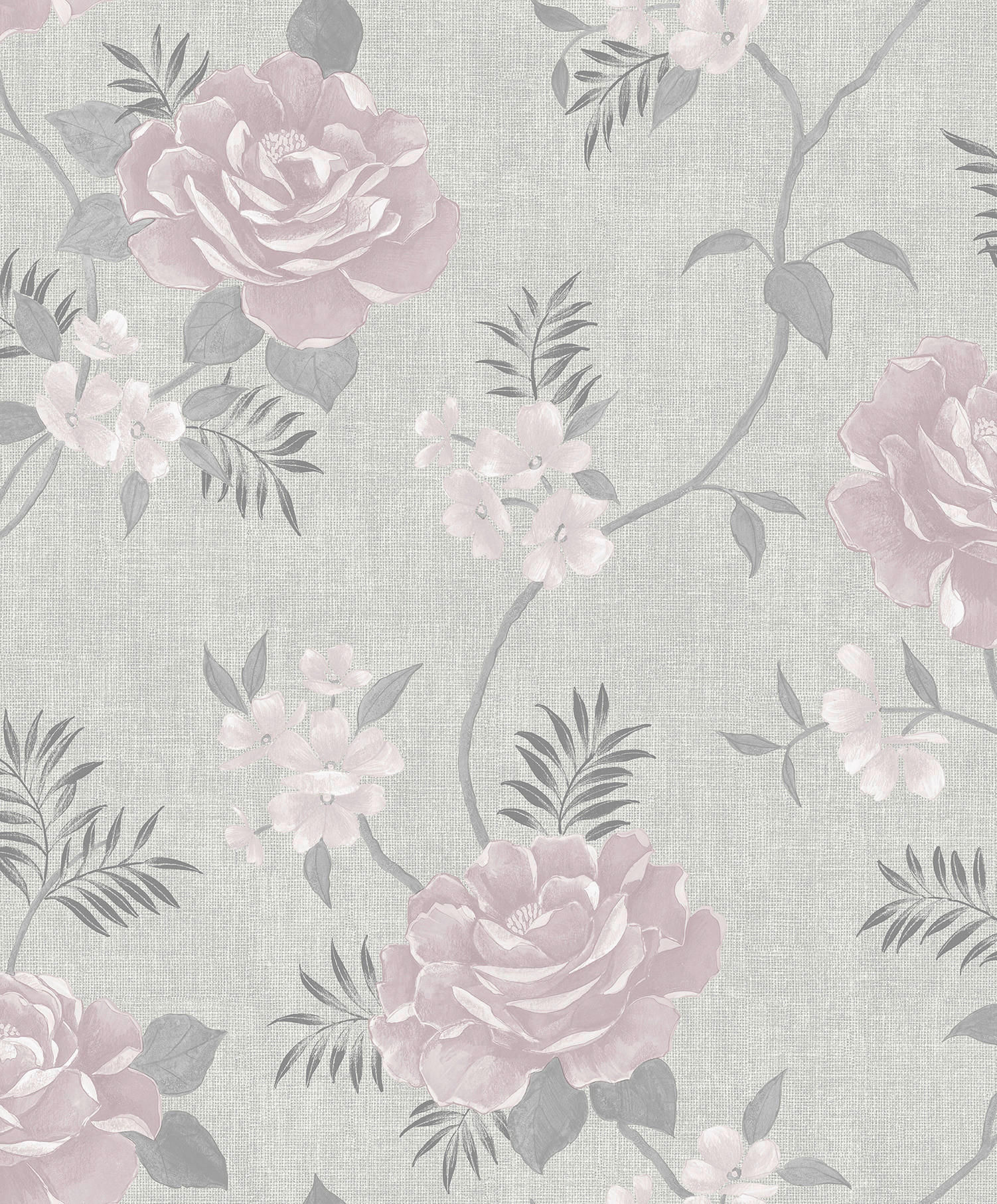 Papiertapete Blumenranke hellgrau dunkelgrau rosa B/L: ca. 53x1005 cm Papiertapete_A69703 - hellgrau/dunkelgrau (53,00/1005,00cm)