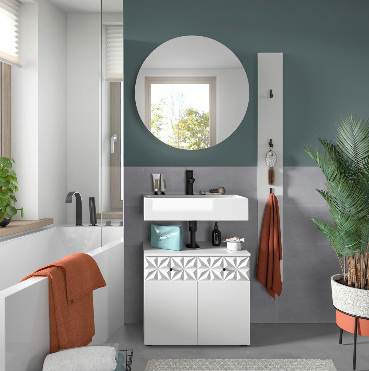 Badezimmer-Set Prisma weiß B/H/T: ca. 60x187x37 cm Prisma - weiß (60,00/187,00/37,00cm) - xonox.home