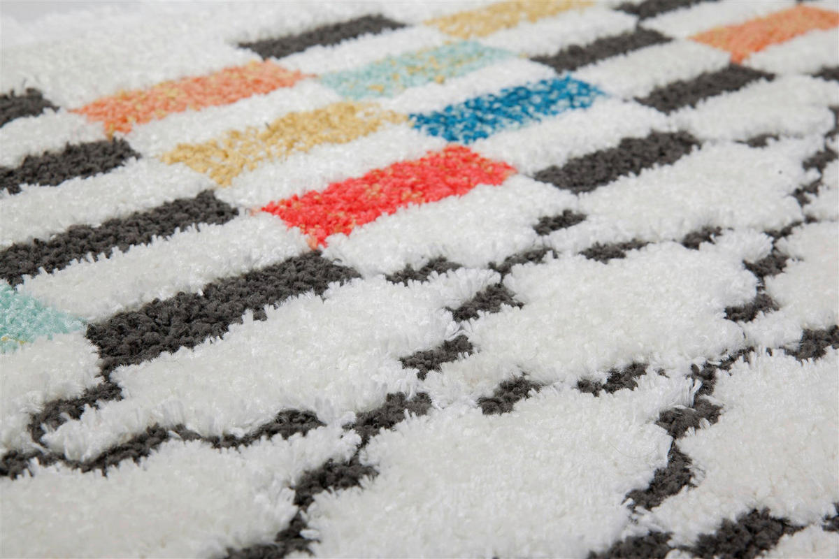 Kayoom Kurzflorteppich Agadir 410 weiß B/H/L: ca. 80x2,3x150 cm Agadir 410 - weiß/schwarz (150,00/80,00/2,30cm) - Kayoom