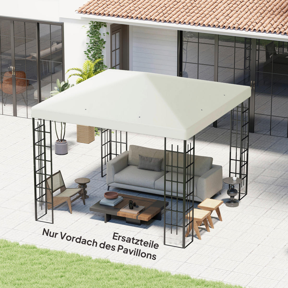 Outsunny Pavillondach hellgrau Polyester B/H/L: ca. 298x1x298 cm Pavillondach - hellgrau (298,00/298,00/1,00cm) - Outsunny