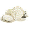 CreaTable Tafelservice MANDALA GOLD weiß Steinzeug 12 tlg. MANDALA GOLD - gold/weiß - CreaTable